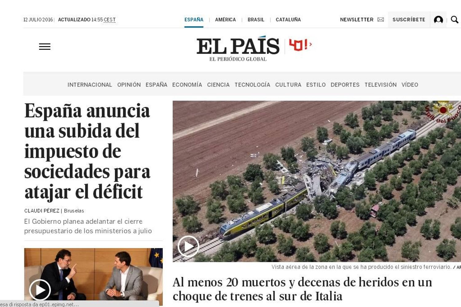 El Pais - Almeno 20 morti e decine di feriti fra treni nell'Italia meridionale&nbsp;