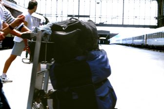 treno, viaggiare, turisti, stazione