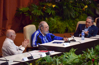 Fidel Castro durante la cerimonia di chiusura del congresso del Partito Cubano Comunista (19 aprile 2016) (Afp)&nbsp;