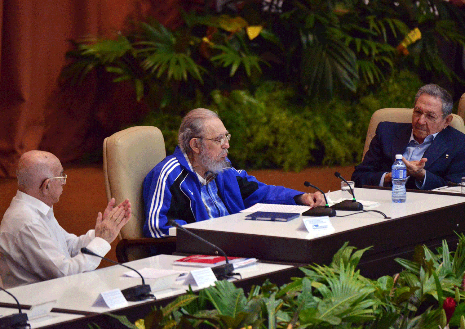 Fidel Castro durante la cerimonia di chiusura del congresso del Partito Cubano Comunista (19 aprile 2016) (Afp)&nbsp;