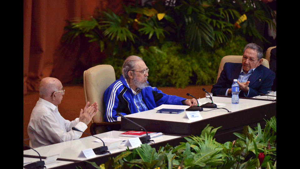 Fidel Castro durante la cerimonia di chiusura del congresso del Partito Cubano Comunista (19 aprile 2016) (Afp)&nbsp;