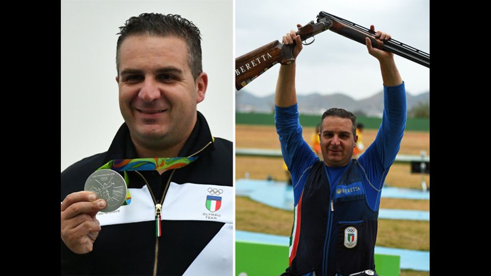 Marco Innocenti, medaglia d'argento nel tiro a volo. Specialit&agrave; double trap (Afp)&nbsp;