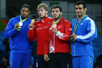 &nbsp;Lotta greco-romana 98 Kg podio (Afp)