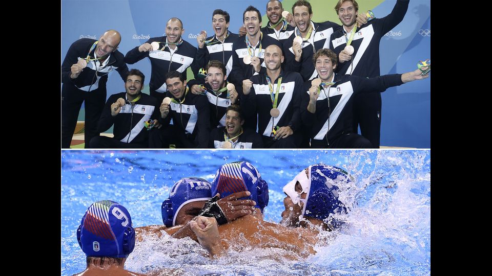 &nbsp; Nella sfida di pallanuoto contro il Montenegro, l'Italia del  Settebello &egrave; medaglia di bronzo (Afp)