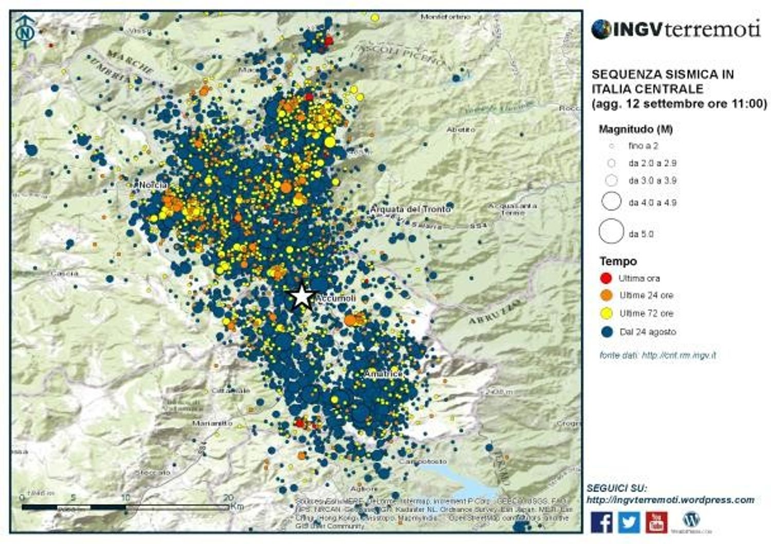 &nbsp;Terremoto - sequenza sismica alle 11 del 12 settembre Ingv