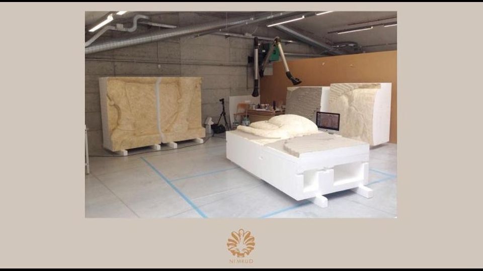 Particolari della ricostruzione dei monumenti danneggiati dall'Isis (foto Associazione Incontro di Civilta') &nbsp;