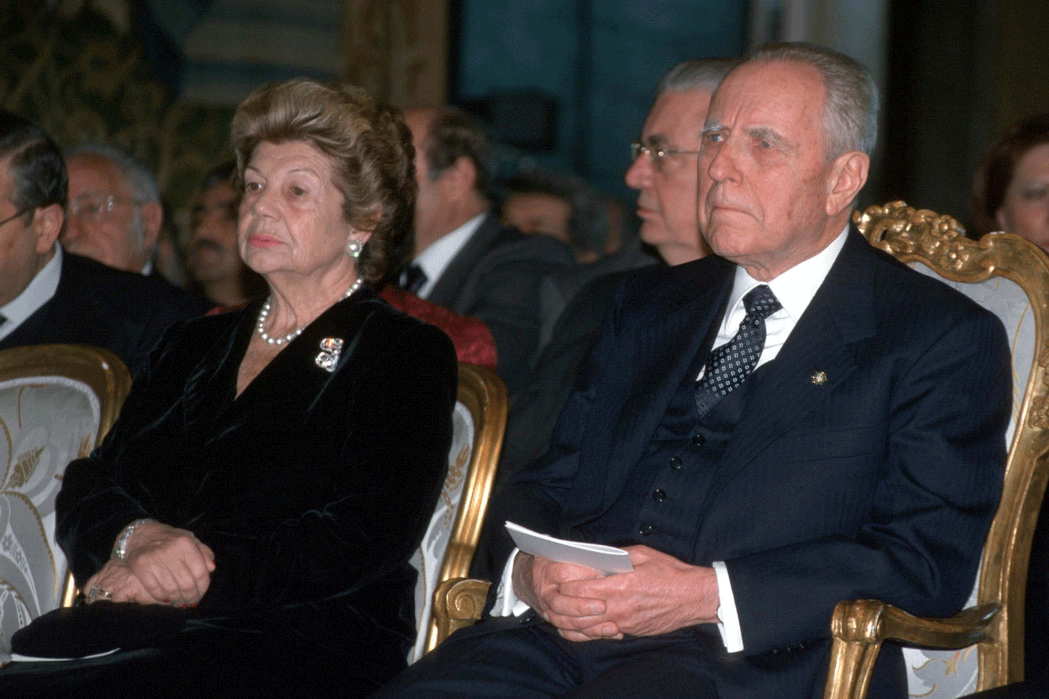 22 marzo 2001, Carlo Azeglio Ciampi Presidente della Repubblica con la moglie Franca Pilla (Imagoeconomica)&nbsp;