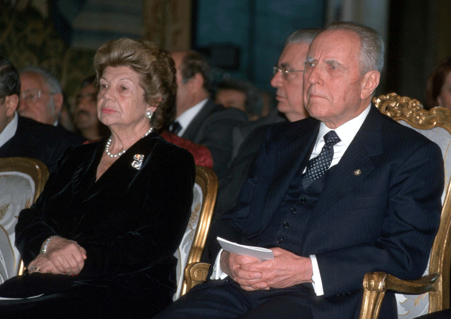 22 marzo 2001, Carlo Azeglio Ciampi Presidente della Repubblica con la moglie Franca Pilla (Imagoeconomica)&nbsp;