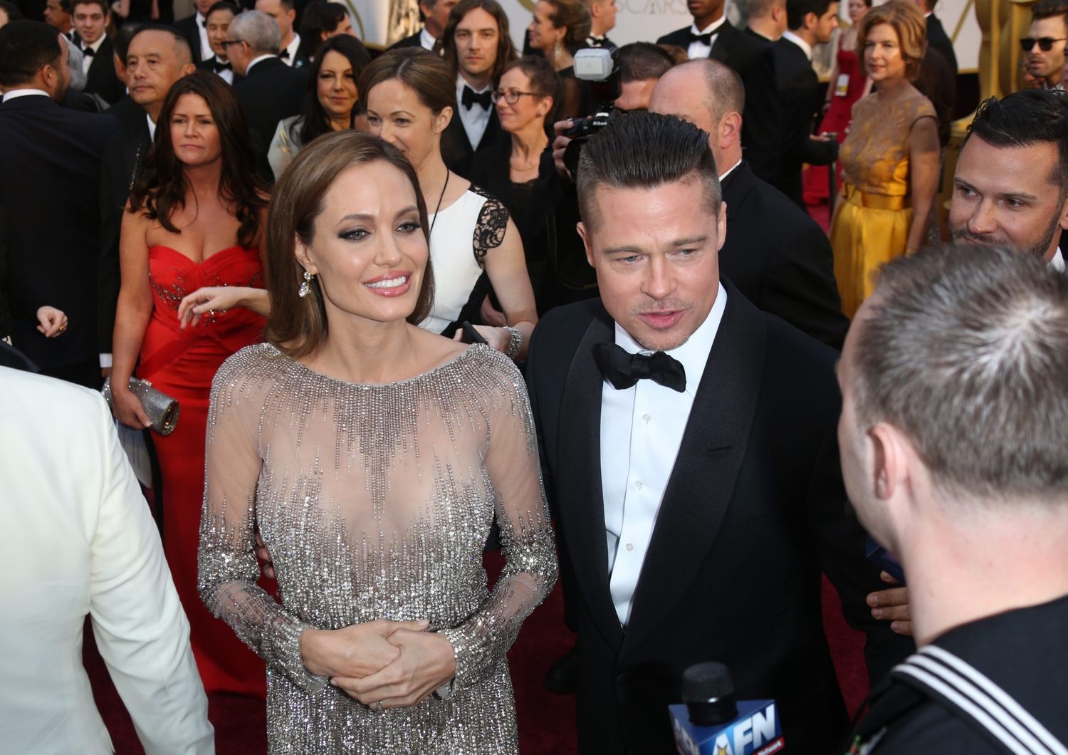 Angelina Jolie e Brad Pitt all'Academy Awards nel 2014 (Afp)
