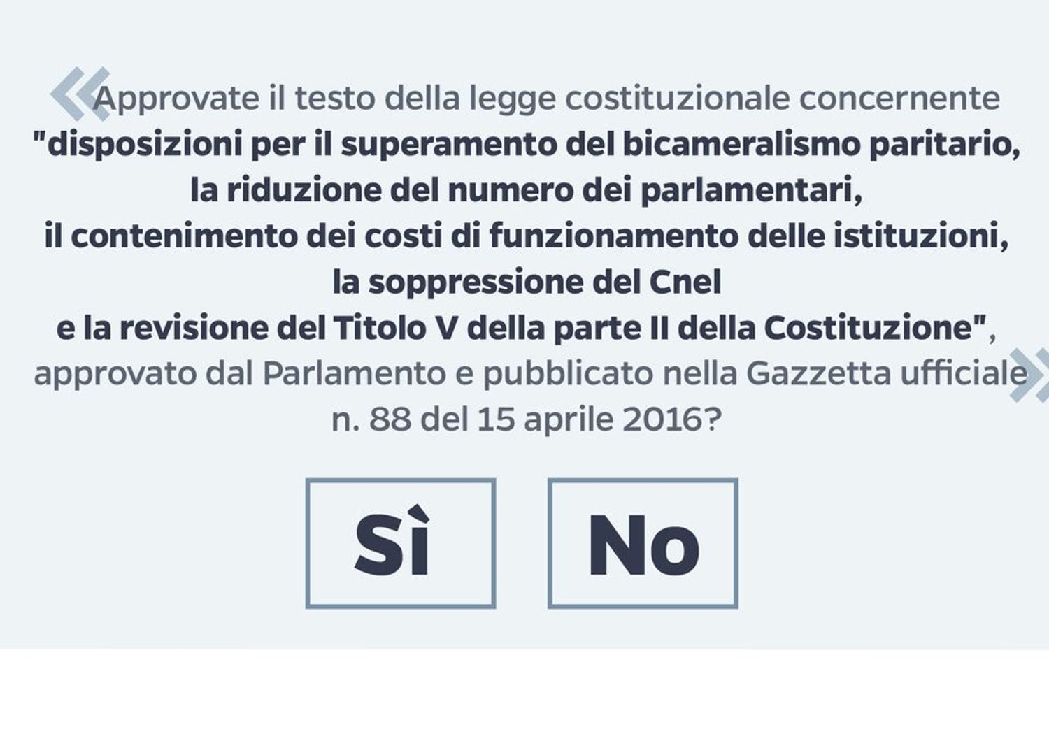 Scheda referendum costituzionale (foto twitter Renzi)
