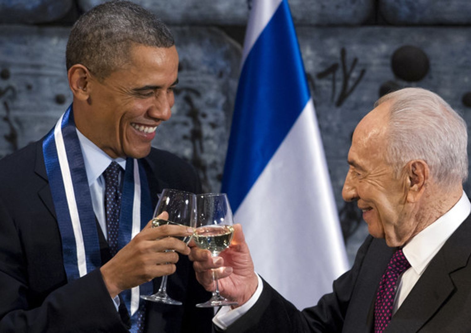 Shimon Peres con il presidente americano Barack Obama il 21 marzo 2013 (Afp)&nbsp;
