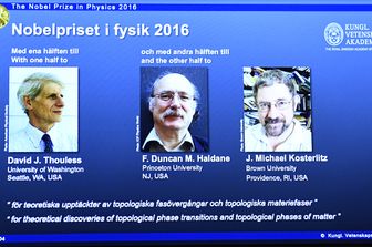 Foto nobel fisica Thouless Haldane Kosterlitz (Afp)&nbsp;