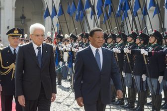 Presidente Sergio Mattarella con il Presidente della Repubblica Federale Democratica di Etiopia, Mulatu Teshome Wirtu in Visita di Stato durante gli onori militari (Quirinale)