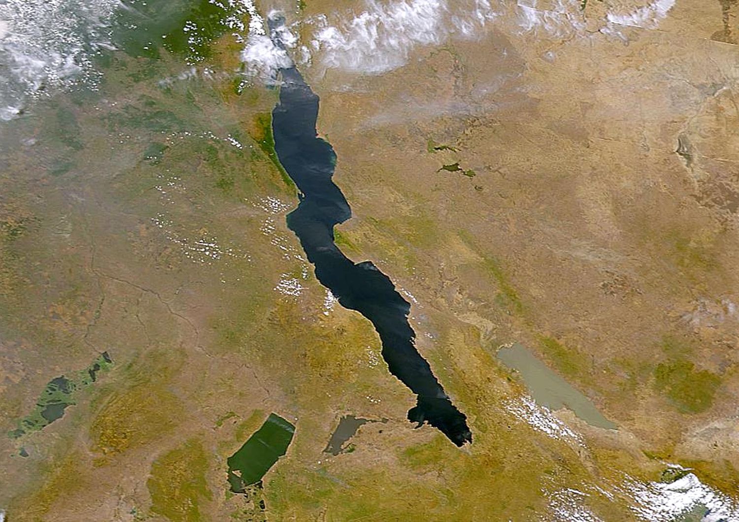 &nbsp;Lago Tanganyika (o Tanganica) dal satellite (Afp)