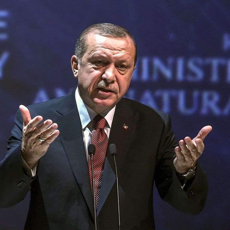 presidente turco Recep Tayyip Erdogan chiude&nbsp;cerimonia apertura lavori WEC - World Energy Council a Istanbul (Afp)