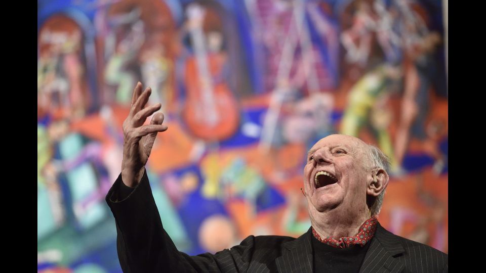 Dario Fo al Piccolo Teatro Studio Melato si festeggiano i suoi 90 anni, 2016 (Agf)