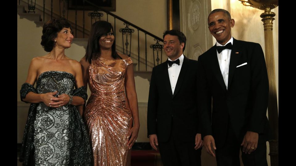 Agnese Landini, Michelle Obama, Matteo Renzi e Barack Obama (afp)&nbsp;