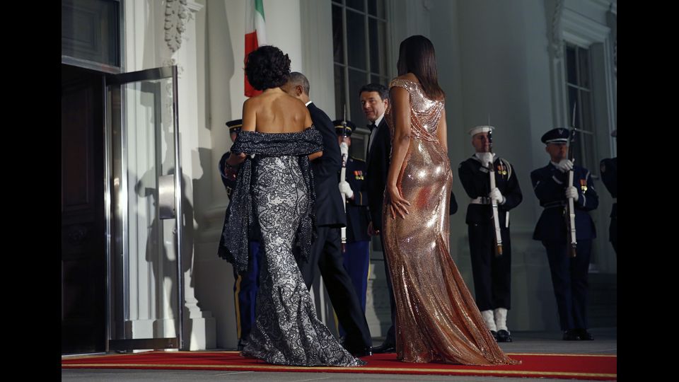 Barack Obama, Michelle Obama, Matteo Renzi e Agnese Landini (afp)&nbsp;