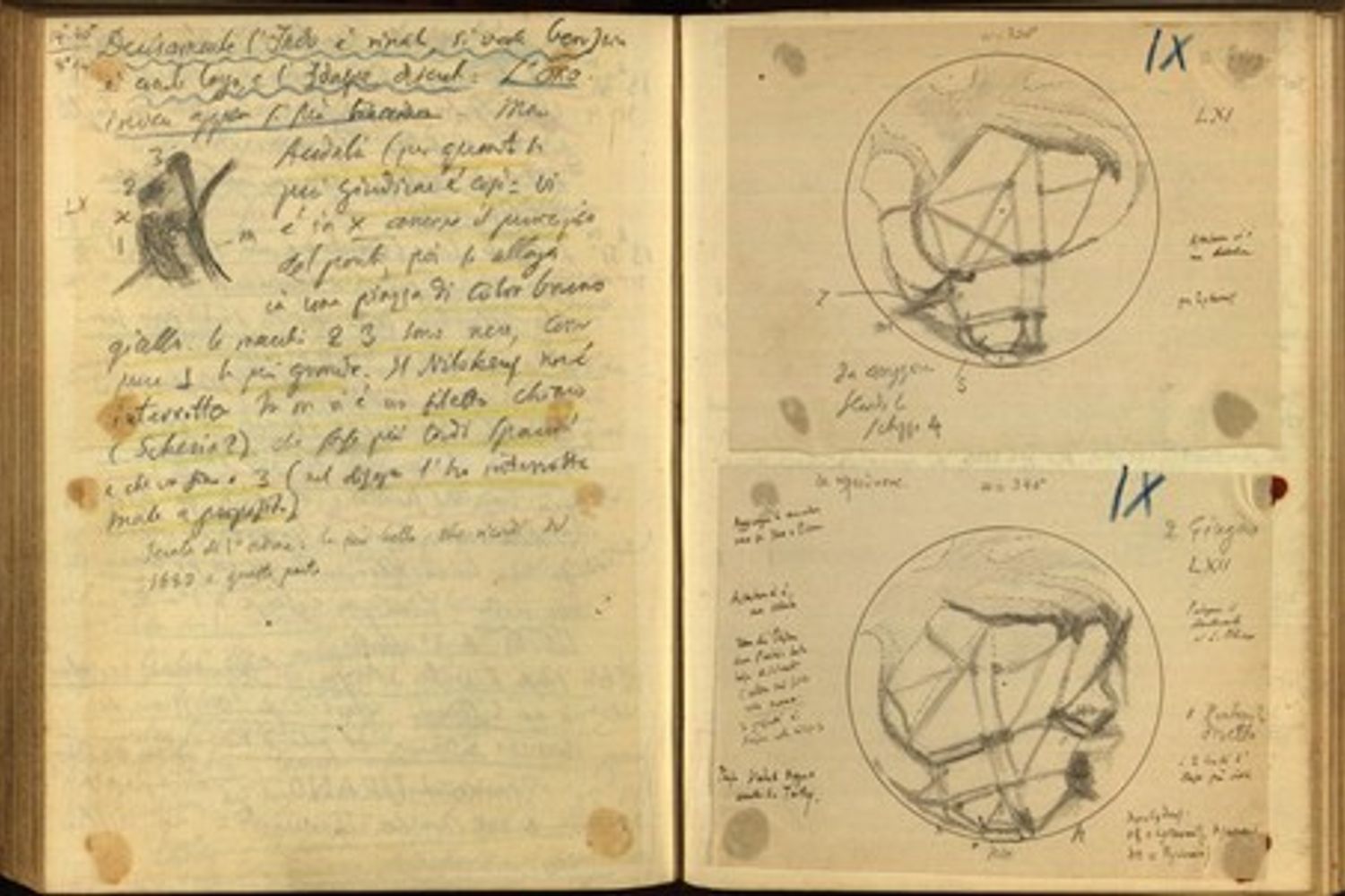 &nbsp;Appunti dell'astronomo Giovanni Virginio Schiaparelli (da sito di Oss. Astronomico Brera)