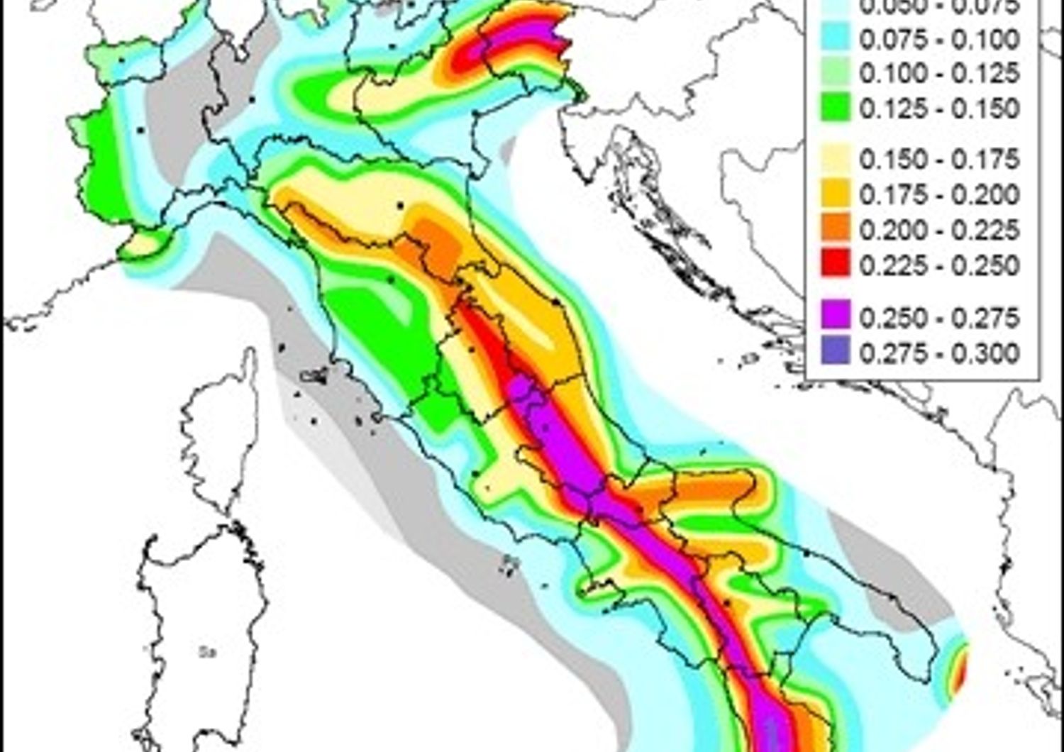 &nbsp;Mappa del rischio sismico in Italia (Ingv)