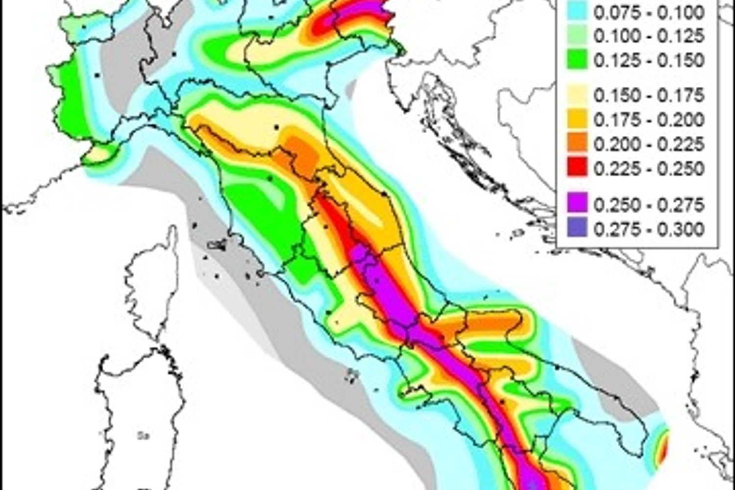 &nbsp;Mappa del rischio sismico in Italia (Ingv)