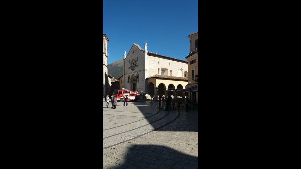 Terremoto Italia centrale, Basilica di San Benedetto Norcia (foto di Marco Traini, Agi)&nbsp;27 ottobre 2016