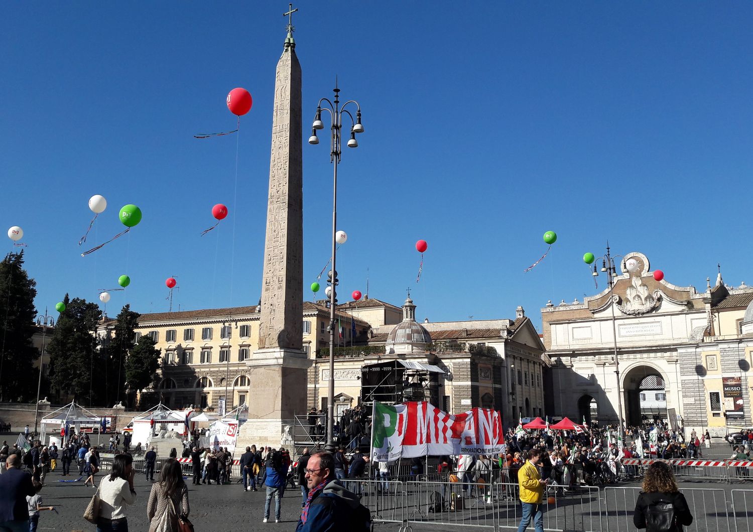 &nbsp;Roma manifestazione referendum piazza del popolo (foto di Paolo Molinari, Agi - 28-10-2016)