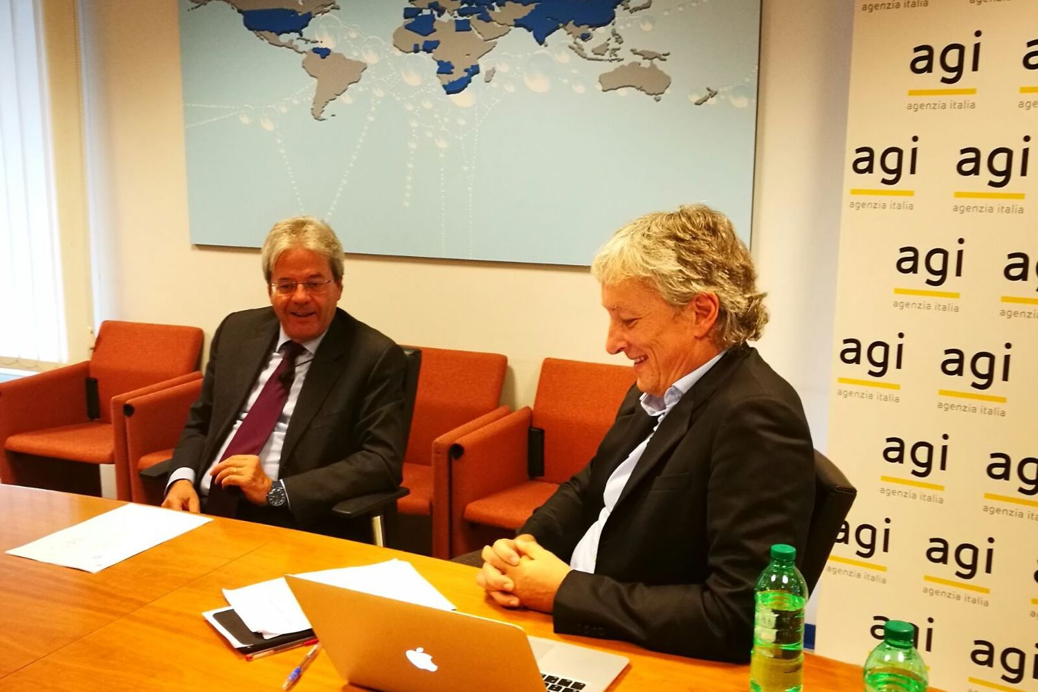 &nbsp;Riccardo Luna, Paolo Gentiloni (Foto Agi)