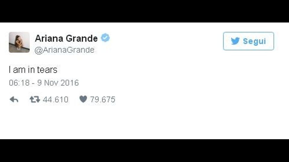 Usa 2016: il tweet di Ariana Grande &nbsp;