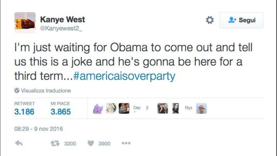 Usa 2016: il tweet di Kanye West &nbsp;