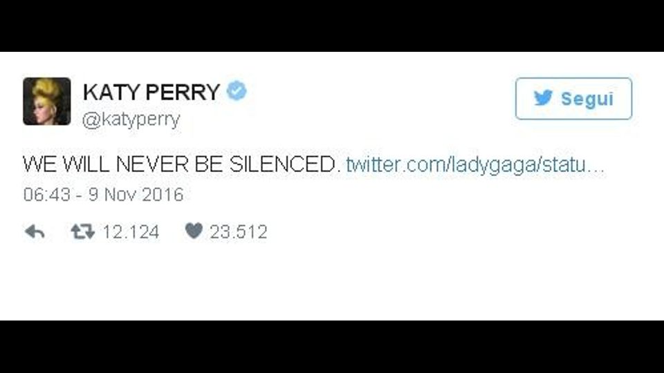 Usa 2016: il tweet di Katy Perry&nbsp;
