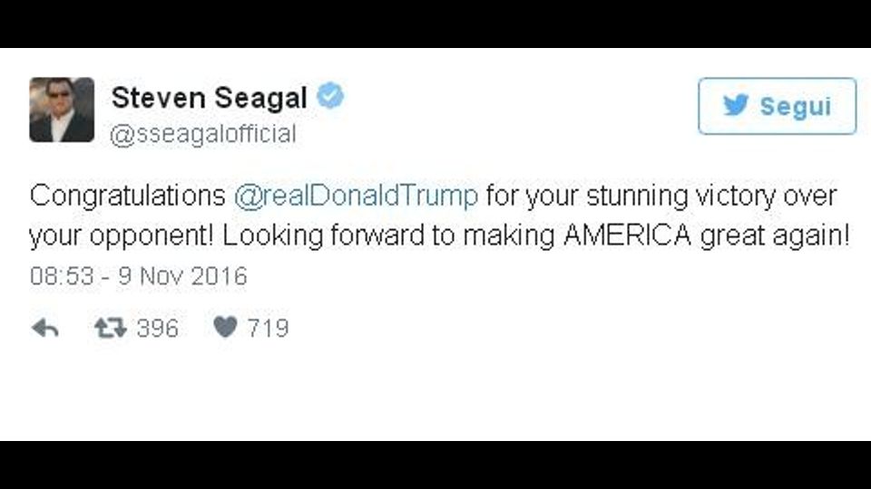 Usa 2016: il tweet di Stevens Seagal &nbsp;