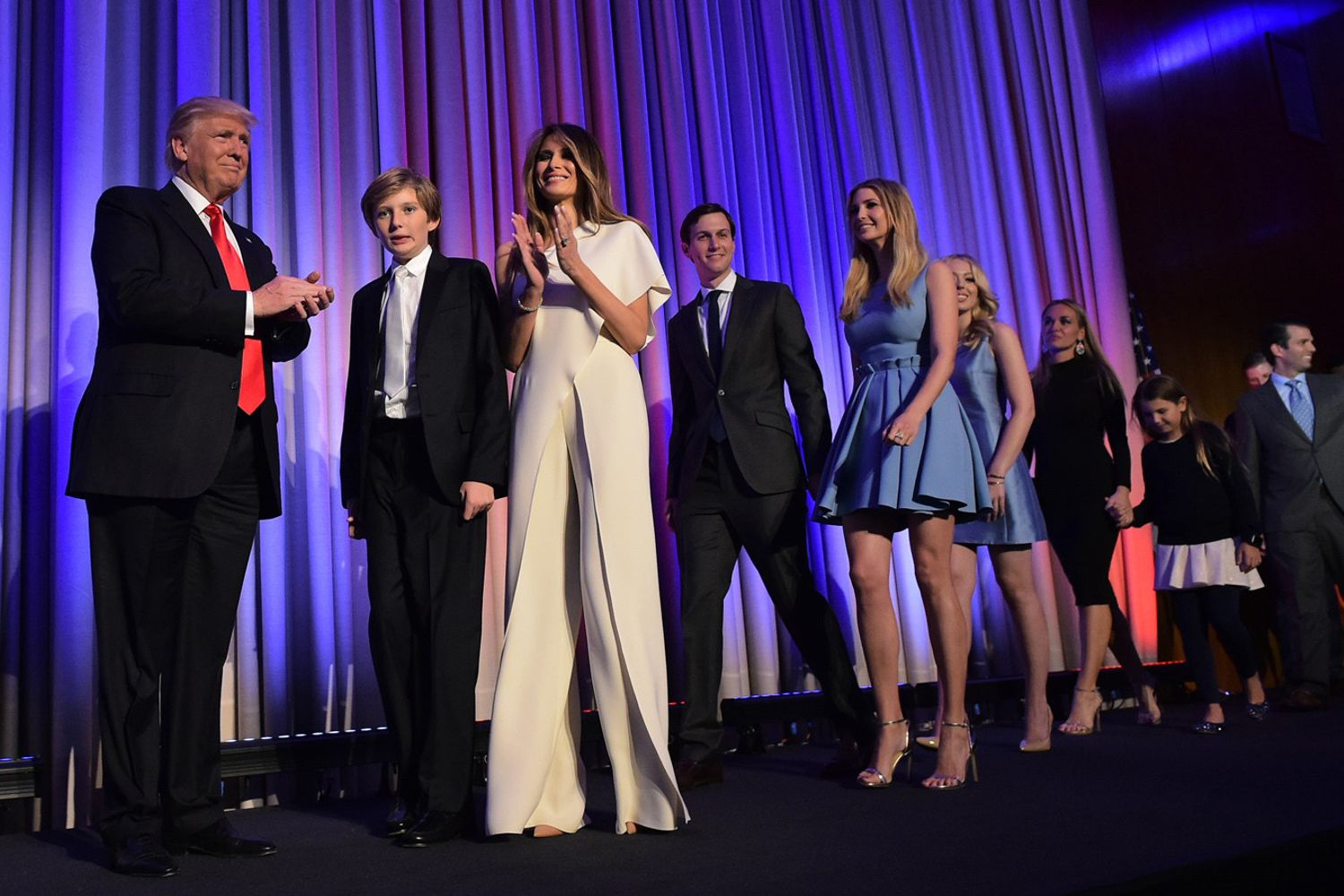 La famiglia Trump dopo il successo elettorale (Afp)&nbsp;