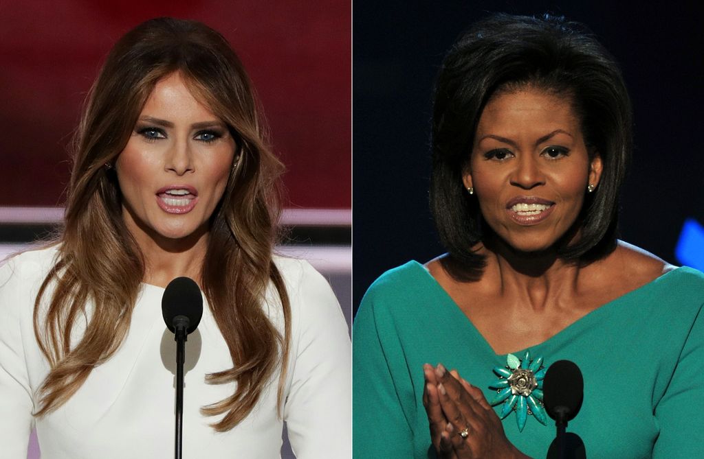 &nbsp;Melania Trump e Michelle Obama (Afp)