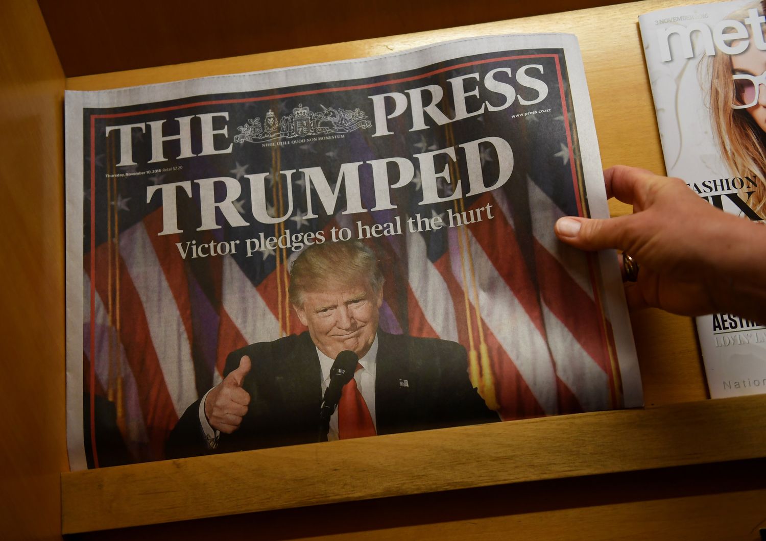 &nbsp;Donald Trump, copertina giornale, quotidiano (Afp)