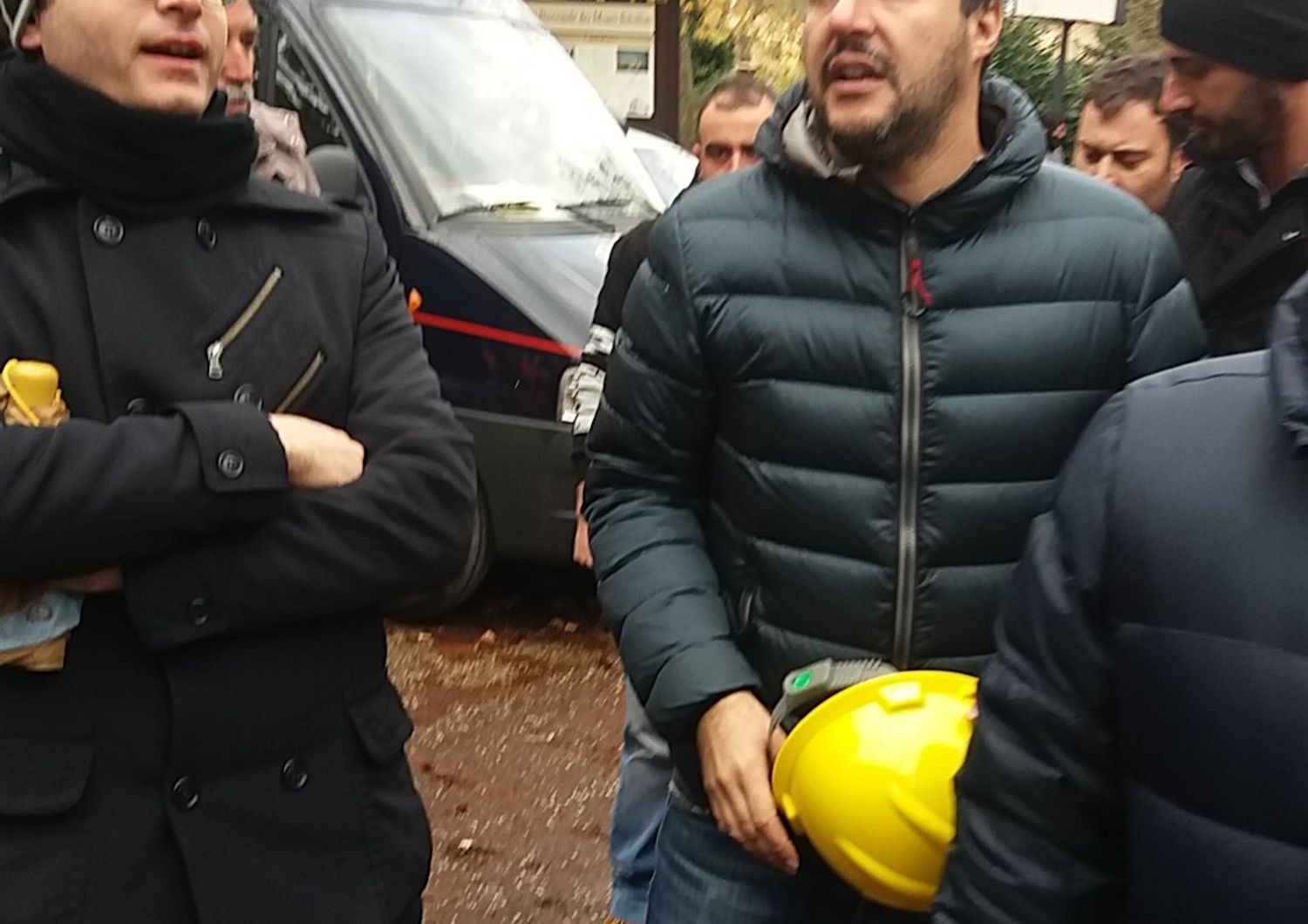 &nbsp;Salvini a Norcia (foto di Marco Traini, Agi) 11-11-2016