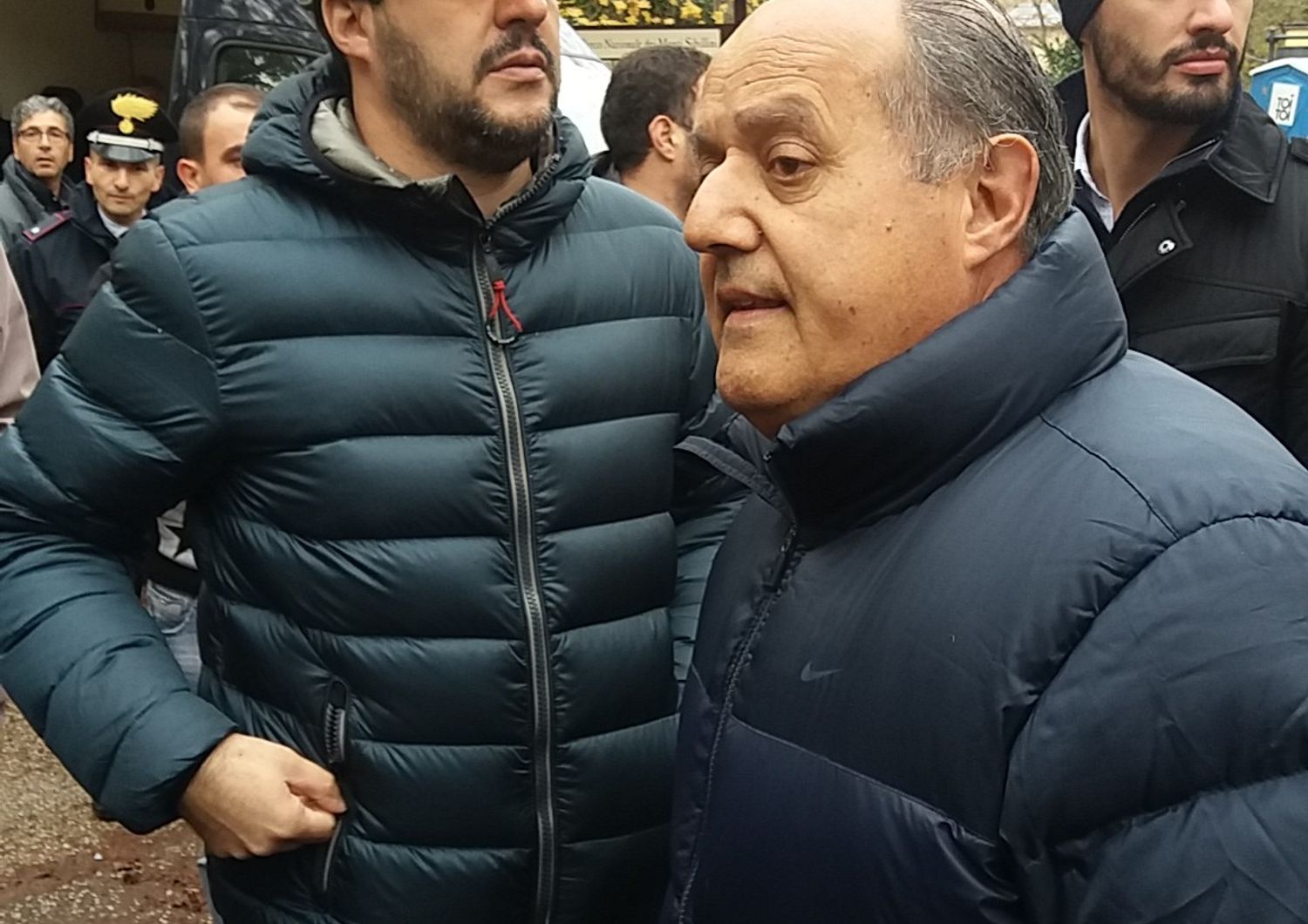 &nbsp;Salvini a Norcia (foto di Marco Traini, Agi) 11-11-2016