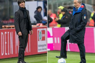 &nbsp;Joachim Loew allenatore Germania e Gian Piero Ventura allenatore Italia (Afp)