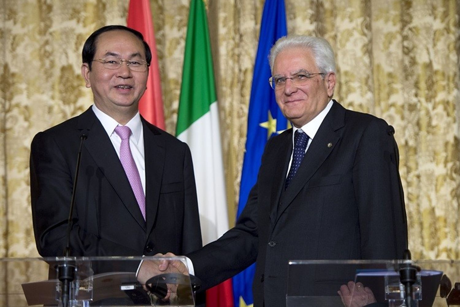 Presidente vietnamita Tran Dai Quang e Sergio Mattarella (sito qurinale)&nbsp;