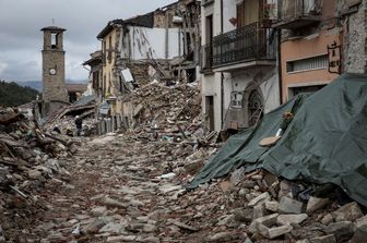 &nbsp;Amatrice, terremoto centro Italia (foto Afp)