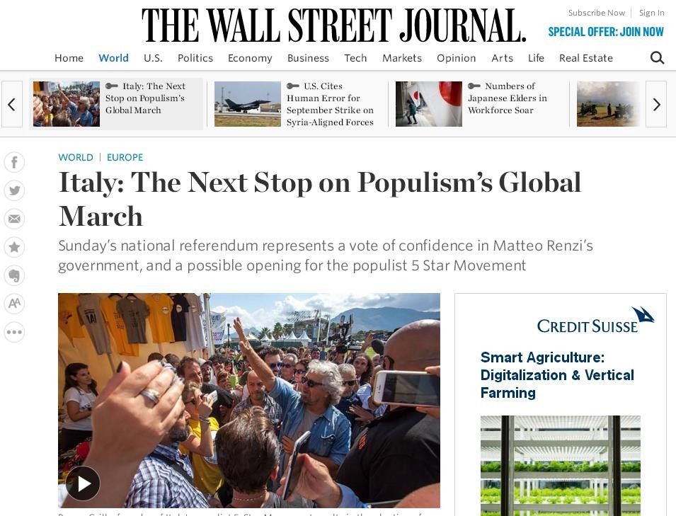 &nbsp;L'articolo del Wall Street Journal