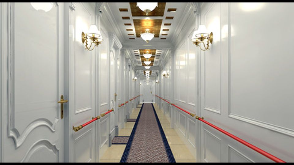 La riproduzione di un corridoio del transatlantico Titanic costruito da Seven Star Energy Investment Group (Afp)&nbsp;