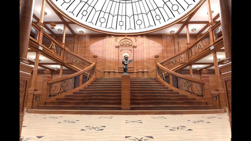 La scalinata del salone principale del Titanic (Afp)&nbsp;