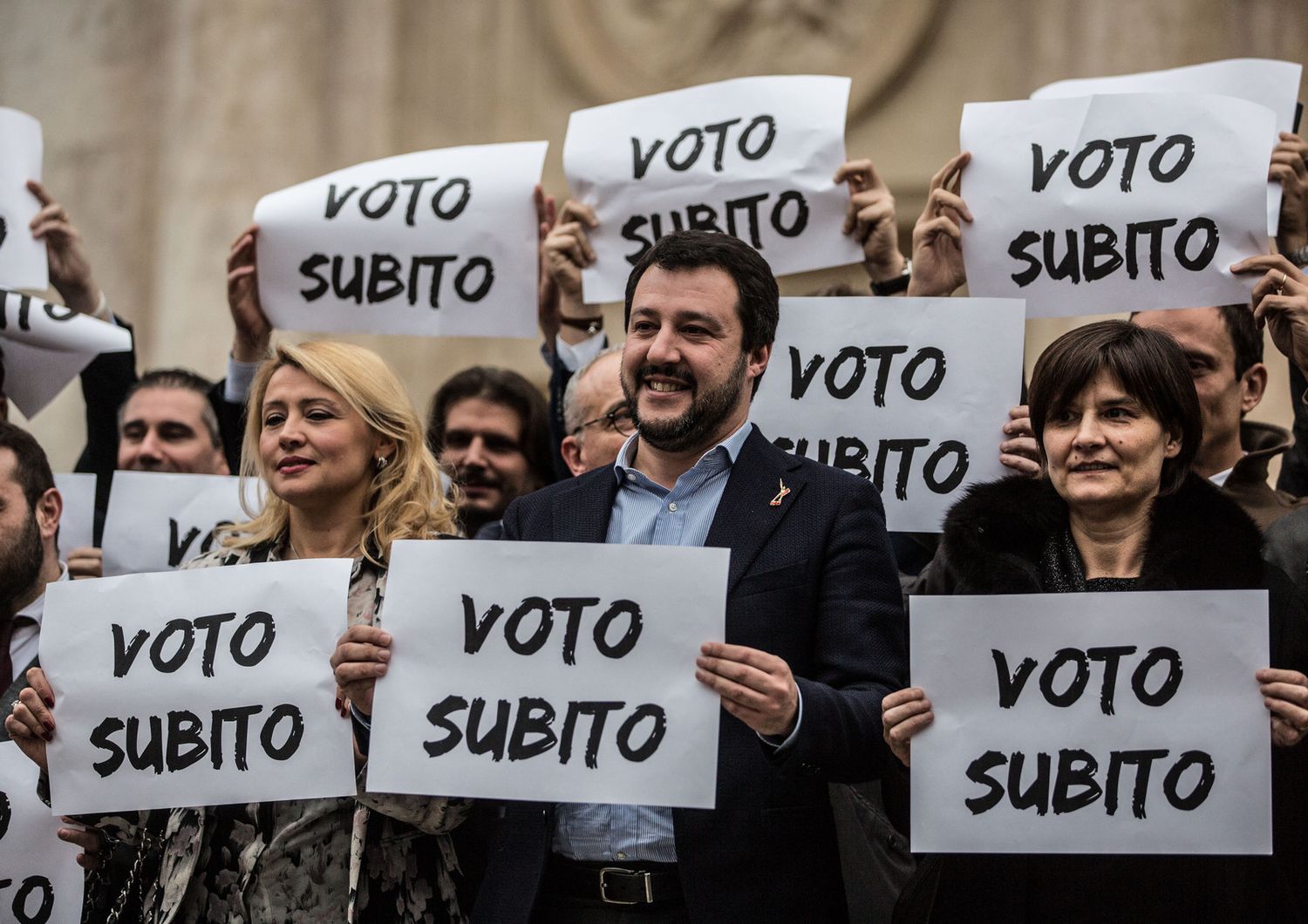 &nbsp;Salvini flashmob a Montecitorio (Agf)