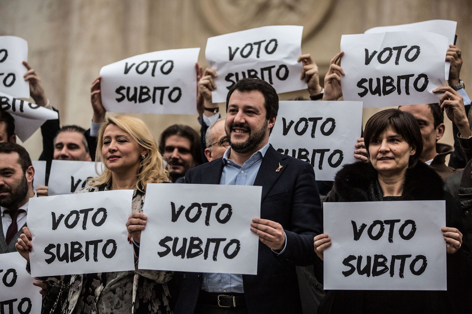 &nbsp;Salvini flashmob a Montecitorio (Agf)