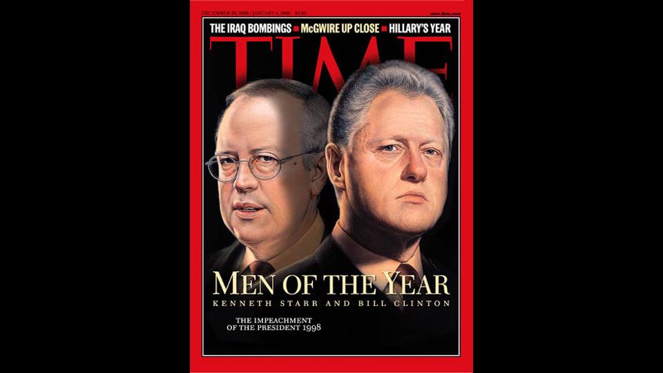 1998 - Kenneth Starr, il procuratore speciale che ipotizz&ograve; gli 11 capi di accusa contro il presidente Bill Clinton: cinque per reati di spergiuro, cinque per ostruzione della giustizia e uno per infrazione dei suoi doveri costituzionali (ilpost.it)&nbsp;