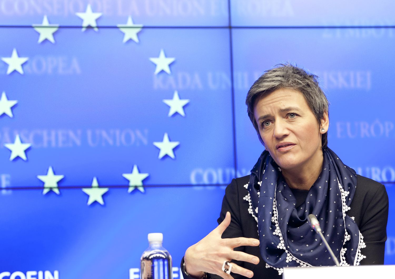 La danese Margrethe Vestager (Foto Afp) &egrave; commissario europeo per la concorrenza nella Commissione Juncker