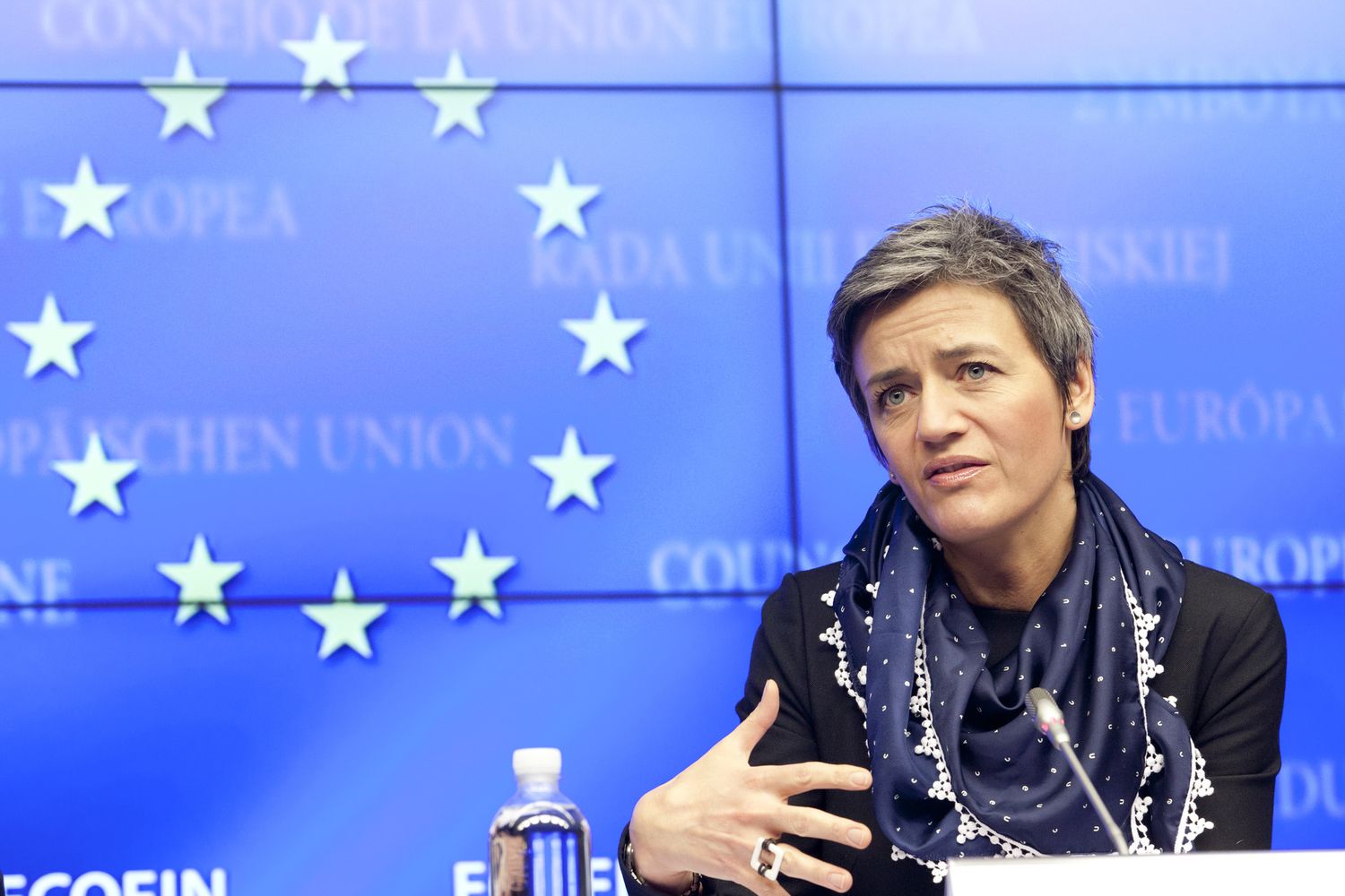 La danese Margrethe Vestager (Foto Afp) &egrave; commissario europeo per la concorrenza nella Commissione Juncker