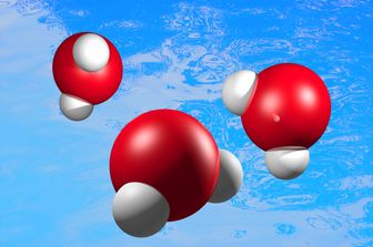 Molecola dell'acqua, formata da un atomo di ossigeno e due atomi di idrogeno (Afp)