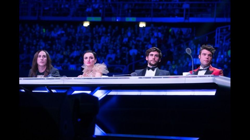 &nbsp;La giuria di X Factor, Manuel Agnelli, Arisa, Alvaro Soler e Fedez (credit Sky)